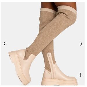 Knee high knit boots